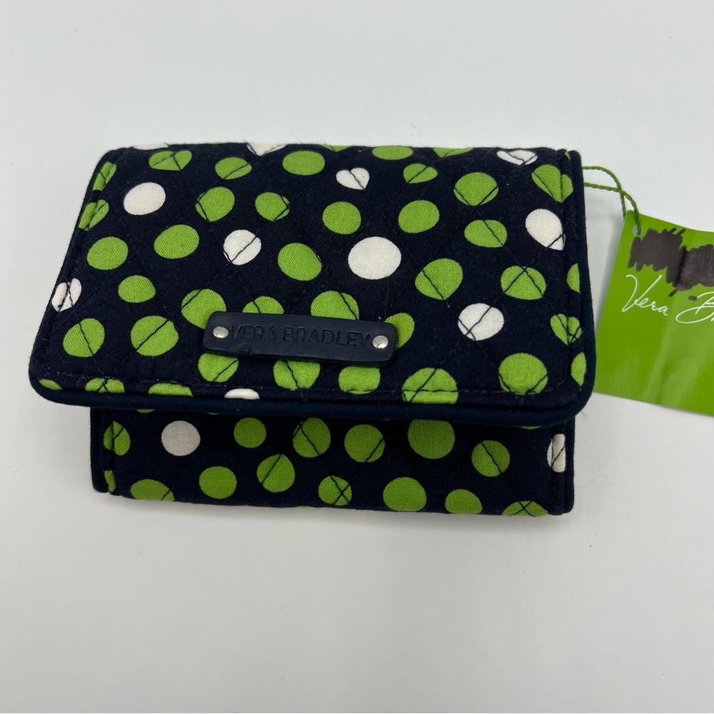 Vera Bradley Navy Green Polka Dot Quilted Wallet